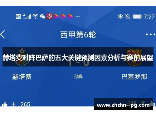 赫塔费对阵巴萨的五大关键预测因素分析与赛前展望
